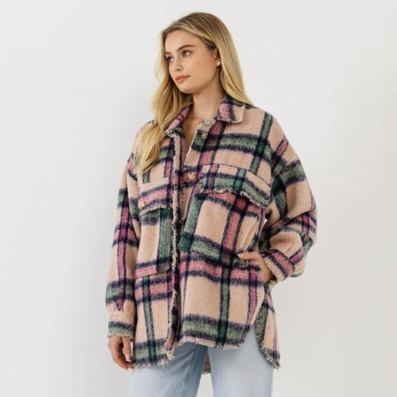 Plaid Button-Up Jacket/Shacket - Picture 2 of 6